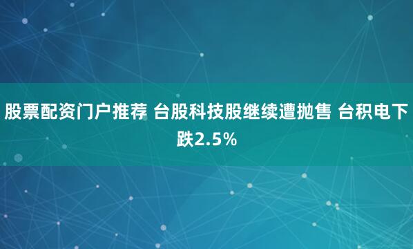 股票配资门户推荐 台股科技股继续遭抛售 台积电下跌2.5%